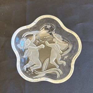 Vintage Mikasa Clear Glass Bowl with Cherub Design